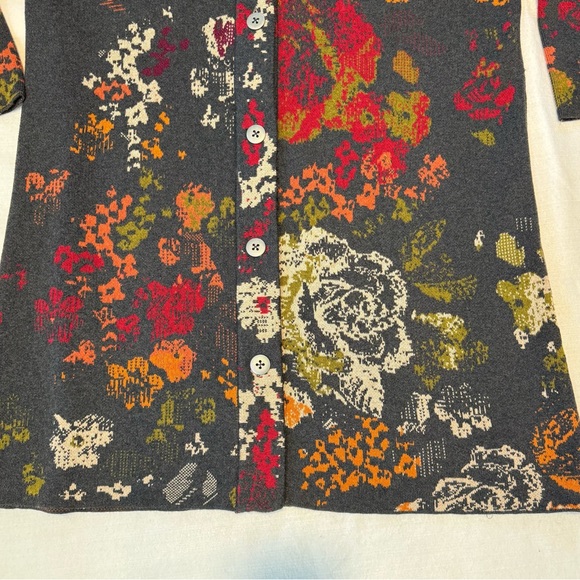 J. Jill Multicolor Floral Heavy Knit Wool Alpaca Blend Longline Cardigan Size 3X - Picture 8 of 12